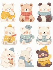 Whimsical Children's Book Icons: Bold Line Cartoon Characters