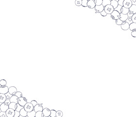 Berries graphic line frame template. Vector Banner of blueberries. Hand painted horizontal border for greeting card with space for text.