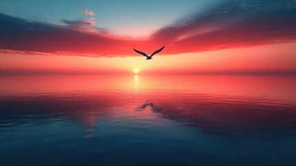 Obraz premium Peaceful Dawn Reflections on an Ocean Horizon