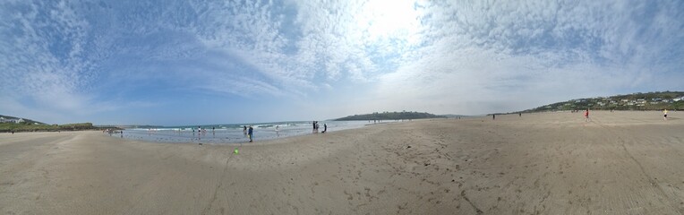 Coastal Landscape with Cumulus Clouds and Waves