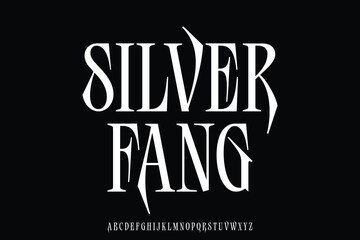 Elegant sharp serif alphabet display font vector. Silver fang typeface