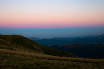 morning twilight in the mountains before dawn