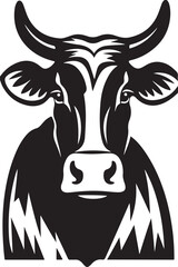 Hand drawn Cow head icon vector silhouette art of illustration Isolated on white background