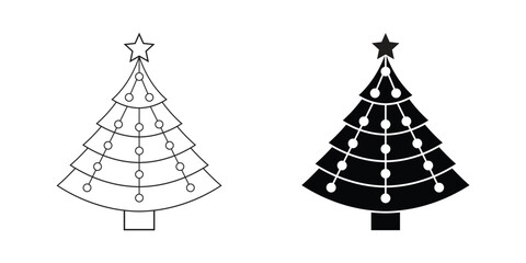 Christmas tree with line art