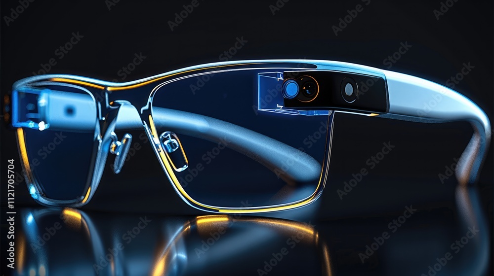 Poster smart glasses with auto-adjusting lenses, ar navigation, and blue light filtering. frames made from 