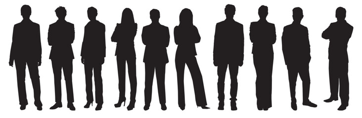 set of silhouettes of people business