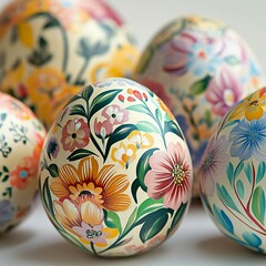 Easter eggs wuth ploral ornement painting decorative art design festive photo 