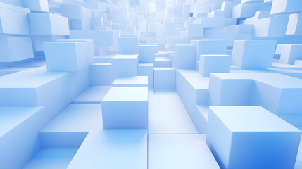 Fototapeta premium 3d rendering of white and blue abstract geometric background. Scene for advertising, technology, showcase, banner, game, sport, cosmetic, business, metaverse. Sci-Fi Illustration. Product display