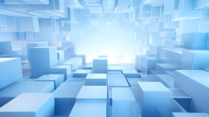 Fototapeta premium 3d rendering of white and blue abstract geometric background. Scene for advertising, technology, showcase, banner, game, sport, cosmetic, business, metaverse. Sci-Fi Illustration. Product display