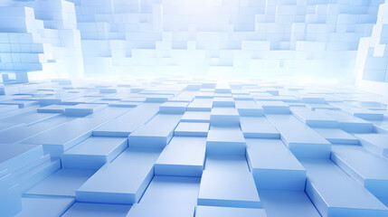 Fototapeta premium 3d rendering of white and blue abstract geometric background. Scene for advertising, technology, showcase, banner, game, sport, cosmetic, business, metaverse. Sci-Fi Illustration. Product display