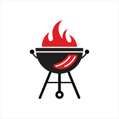 Barbecue Grill icon vector logo on white background