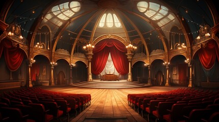 Obraz premium A detailed vector illustration of a circus stage, perfect for vibrant and creative designs.