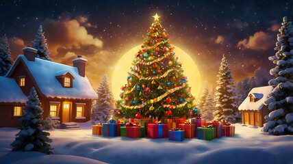 christmas tree in front of the house