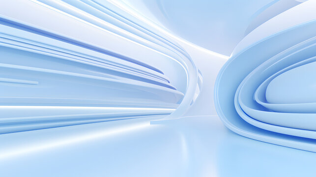 
3d rendering of white and blue abstract geometric background. Scene for advertising, technology, showcase, banner, game, sport, cosmetic, business, metaverse. Sci-Fi Illustration. Product display