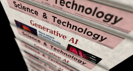 Obraz premium Generative AI neural networks newspaper printing media