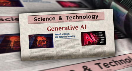 Obraz premium Generative AI neural networks newspaper printing media