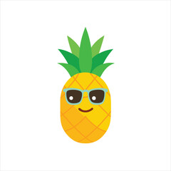 Cool Pineapple cartoon form vector on white background