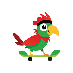 Cool Pirate Parrot on skateboard vector design