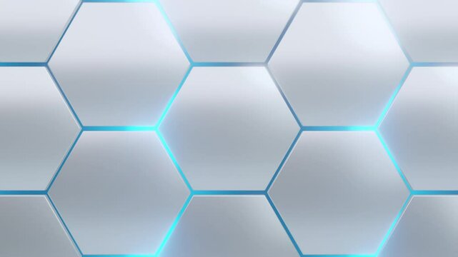3d Abstract white hexagon pattern background with blue light glow stripe, concept technology