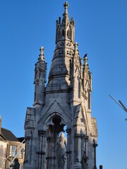 Temple Tower Facade in City Landscape
