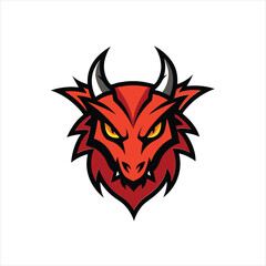 Dragon head mascot logo design template vector on white background
