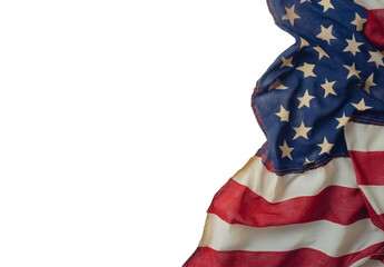 Obraz premium American flag boldly displayed against a clean, white background, capturing the essence of patriotism and national pride in a creative design