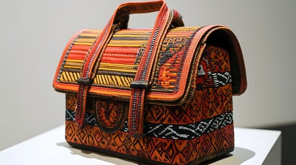 76. School bag set from Tonga with traditional motifs and vibrant, cultural colors