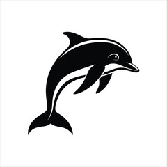 Fototapeta premium Elegant Dolphin silhouette vector icon on white background