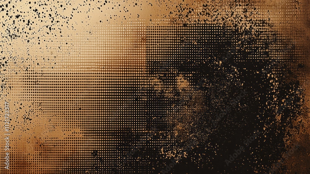 Aufkleber Textured mocha mousse background features a fusion of halftone dots and grunge elements, creating a captivating visual experience