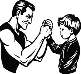 Celebrate Father’s Day with this elegant silhouette vector illustration. Featuring a heartfelt and timeless design, this illustration captures the spirit of love and appreciation for fathers