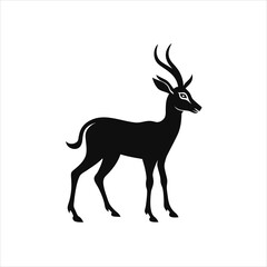 Elegant Gazelle silhouette vector icon on white background.