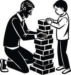 Celebrate Father’s Day with this elegant silhouette vector illustration. Featuring a heartfelt and timeless design, this illustration captures the spirit of love and appreciation for fathers