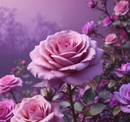 Obraz premium Blending colors of pink and purple in an abstract rose landscape , colors, art, rose
