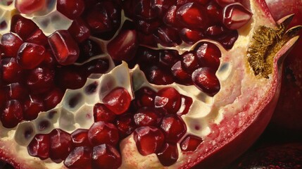 close up picture of pomegranate 
water droplets on pomegranate 
beautiful friut 