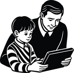 Celebrate Father’s Day with this elegant silhouette vector illustration. Featuring a heartfelt and timeless design, this illustration captures the spirit of love and appreciation for fathers