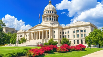 Obraz premium Majestic State Capitol Building with Vibrant Blooms