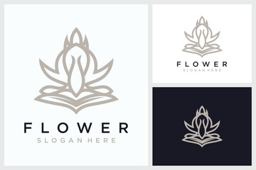 Abstract Luxury Flower Line Art Logo, Abstract Luxury Flower Line Art Vector
