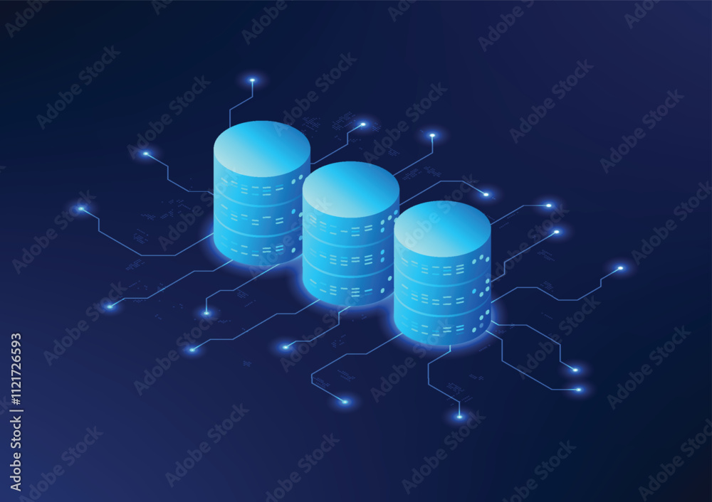 Poster server technology is connected to the technology cycle, conveying data processing and connectivity i