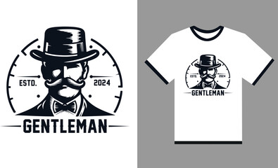 Gentleman t shirt design vector art illustration