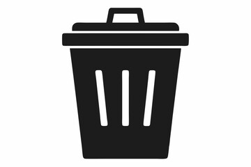 Recycling bin icons. Waste management vector. Black and white. Environmental symbols ,Black silhouette rubbish bucket and trash icon and vector illustration,