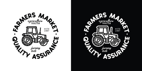 Fototapeta premium Original vector emblem. Tractor for agricultural and industrial purposes.