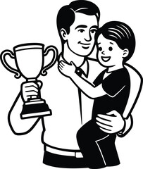 Happy Father's Day Silhouette Vector Illustration | Artistic Design on White Background