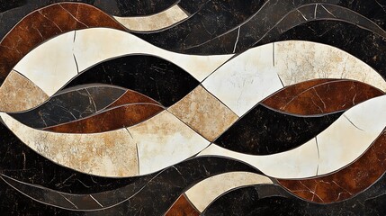 Abstract tile pattern in beige, brown, and black. Modern art design.