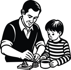 Celebrate Happy Father's Day Silhouette Vector Illustration