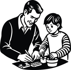 Celebrate Happy Father's Day Silhouette Vector Illustration