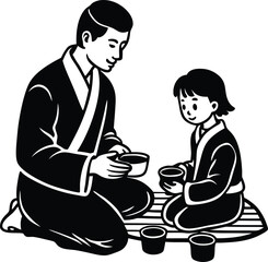 Celebrate Happy Father's Day Silhouette Vector Illustration