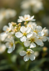 Fototapeta premium A close-up of delicate white flowers with soft, blurred background