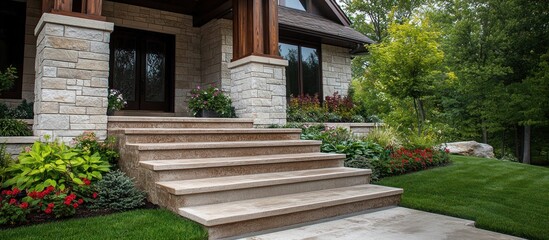 Fototapeta premium Stone Steps Leading to a Modern Home