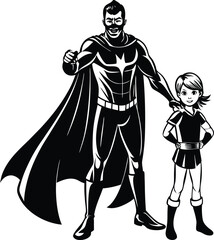 Happy Father's Day Silhouette Vector Illustration | Heartfelt Design for Celebrations