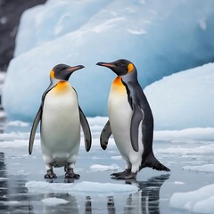 Fototapeta premium two penguins on a rock